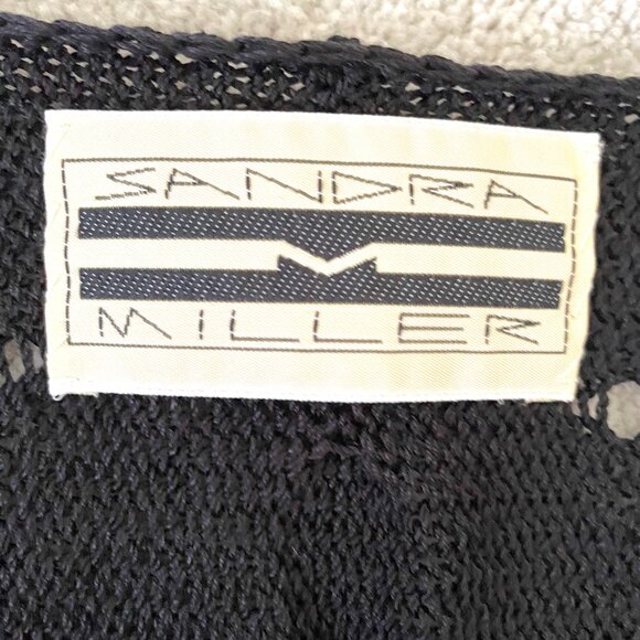 Sandra Miller Crochet Vest Sweater Womens S Black Knit Sleeveless Grandma Boho - Picture 2 of 5